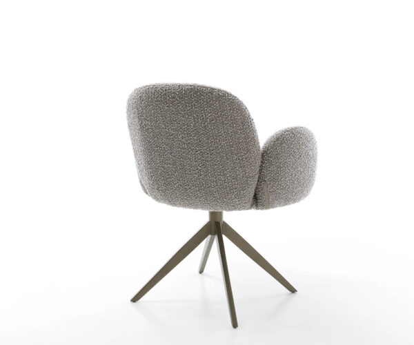 Jídelní židle Nube-Flex s područkami, křížová podnož, široké provedení, kovový efekt, titanový bouclé stříbrně šedý - Image 5