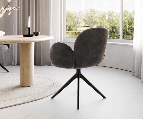 Jídelní židle Nube-Flex s područkami, křížový rám, široké, kovové, černé, mikrovlákno, antracit, vintage, otočné o 180°, jádro z taštičkových pružin - Image 5