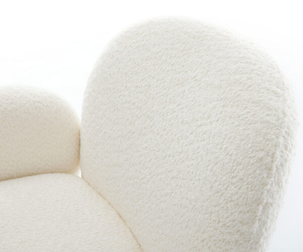 Jídelní židle Nube-Flex s područkami, křížová podnož z nerezové oceli, bílý bouclé - Image 4