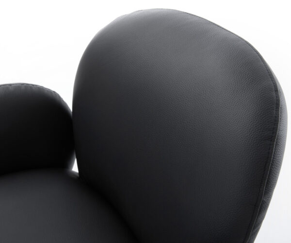 Jídelní židle Nube-Flex s područkami, křížová podnož, kovový efekt, titanová barva, pravá černá kůže - Image 4