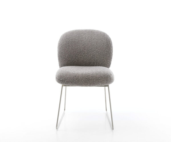 Jídelní židle Nube-Flex s kluzáky, nerezová ocel, bouclé stříbrně šedá - Image 2