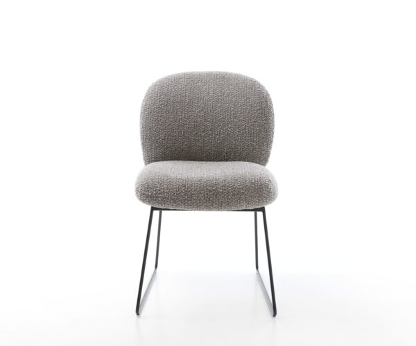 Jídelní židle Nube-Flex s kluzáky, kov černý, bouclé stříbrně šedá - Image 2