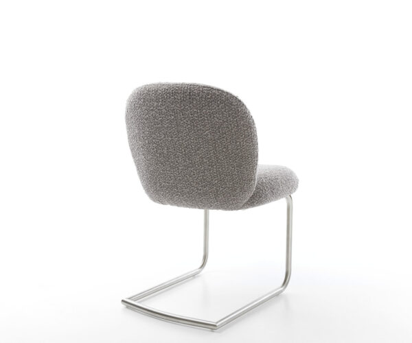 Jídelní židle Nube-Flex s konzolovou konstrukcí, kulaté nerezové oceli, bouclé stříbrně šedé, jádro z taštičkových pružin - Image 5