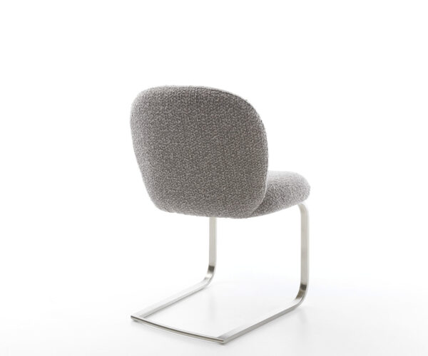 Jídelní židle Nube-Flex s konzolovou konstrukcí z ploché nerezové oceli, bouclé stříbrně šedé, jádro s taštičkovými pružinami - Image 5