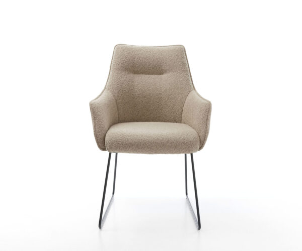 Jídelní židle Alja-Flex kovový rám na kluzácích černý, kombinované materiály, taupe, jádro s taštičkovými pružinami - Image 2