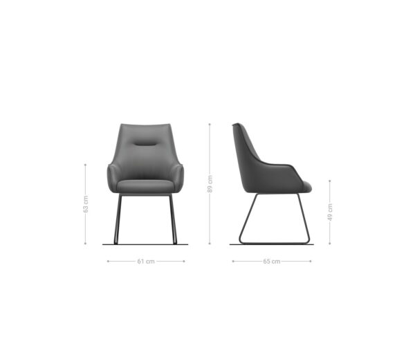 Jídelní židle Alja-Flex kovový rám na kluzácích černý, kombinované materiály, taupe, jádro s taštičkovými pružinami - Image 6