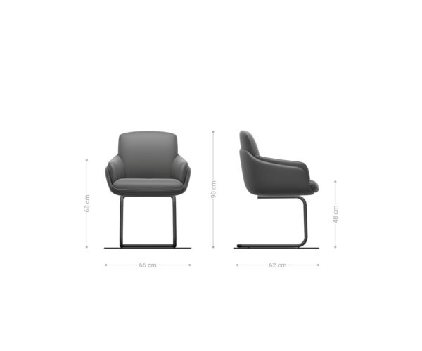 Jídelní židle Luan-Flex s područkami konzolová konstrukce kulaté kovové černé materiálová kombinace taupe - Image 5