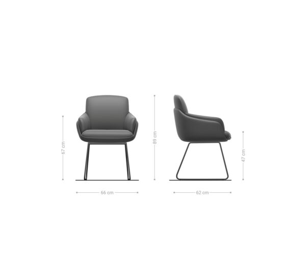 Jídelní židle Luan-Flex s područkami, kluzná kovová konstrukce černá, materiálová kombinace taupe - Image 5