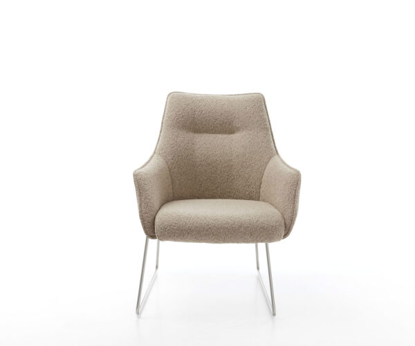 Jídelní židle Alja-Flex rám na kluzácích nerezová ocel, kombinované materiály, taupe, jádro s taštičkovými pružinami - Image 2