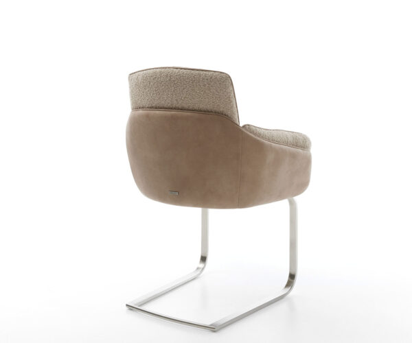 Jídelní židle Luan-Flex s područkami, konzolová konstrukce, plochý nerez, mix materiálů, taupe - Image 4