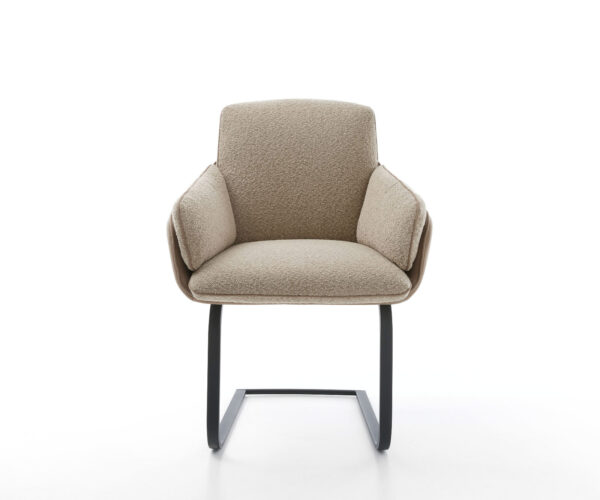 Jídelní židle Luan-Flex s područkami konzolová konstrukce plochý kov černý materiál-mix taupe - Image 2