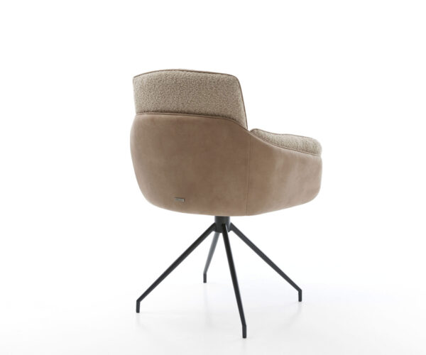 Jídelní židle Luan-Flex s područkami, křížová podnož, kuželové kovové nohy černé, materiálová kombinace taupe, otočné o 180° - Image 4