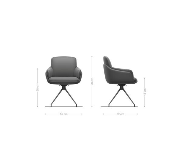 Jídelní židle Luan-Flex s područkami, křížová podnož, kuželové kovové nohy černé, materiálová kombinace taupe, otočné o 180° - Image 5