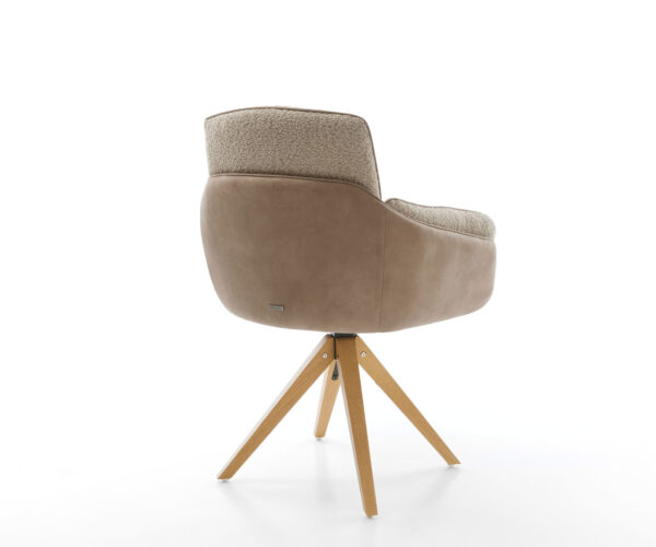 Jídelní židle Luan-Flex s područkami, dřevěný rám, hranatý, přírodní mix materiálů, taupe, otočný o 180° - Image 4