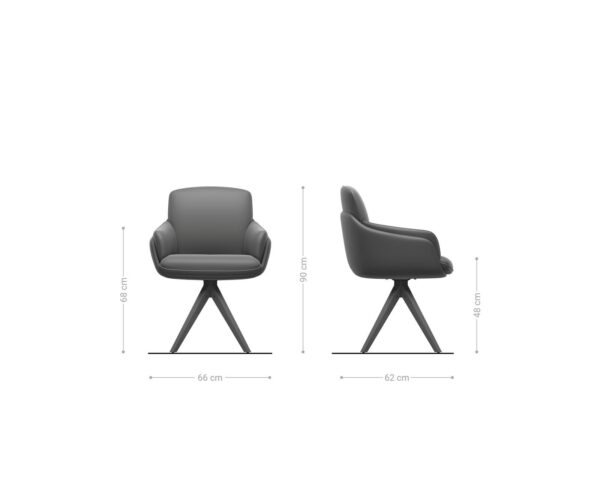 Jídelní židle Luan-Flex s područkami, dřevěný rám, hranatý, přírodní mix materiálů, taupe, otočný o 180° - Image 5