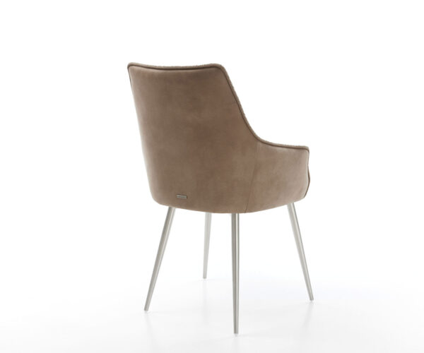 Jídelní židle Alja-Flex 4 nohy kuželové nerezová ocel kombinované materiály taupe jádro s taštičkovými pružinami - Image 5