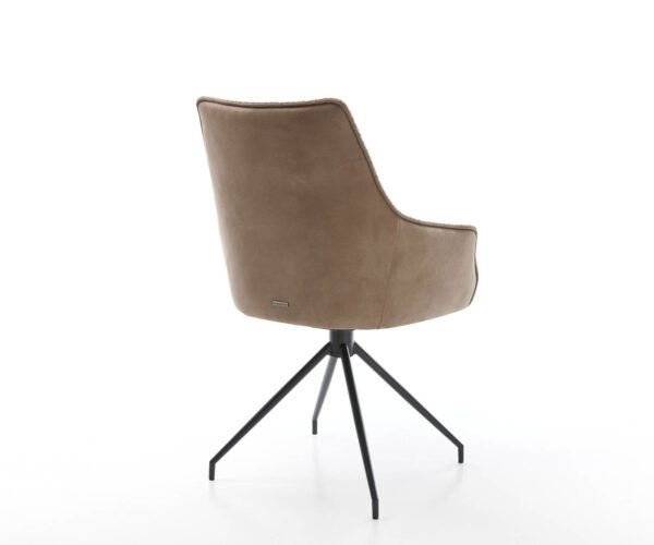 Jídelní židle Alja-Flex s područkami, křížová kovová konstrukce, zužující se nohy, černá, kombinace materiálů, taupe, 180° otočné, jádro z taštičkových pružin - Image 5