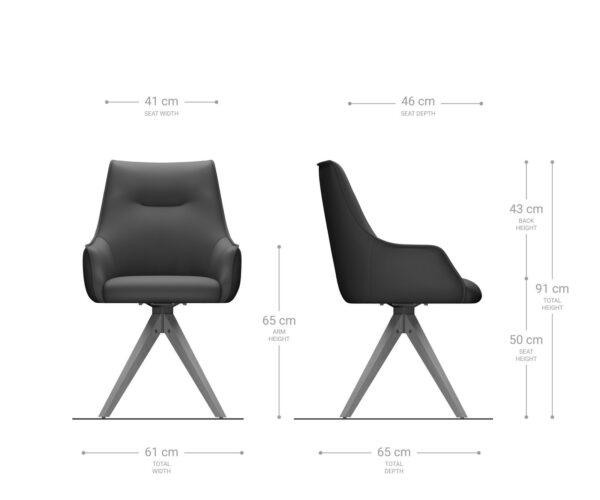 Jídelní židle Alja-Flex s područkami, dřevěný rám, hranatý, přírodní manšestr, stříbrně šedá, otočné o 180°, jádro s taštičkovými pružinami - Image 7