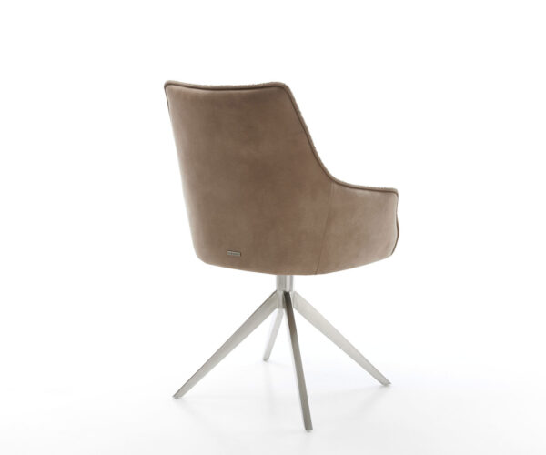Jídelní židle Alja-Flex s područkami, křížová podnož, široké provedení, nerezová ocel, kombinace materiálů, taupe, 180° otočné, jádro s taštičkovými pružinami - Image 5