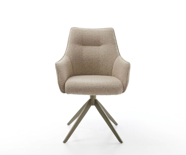Jídelní židle Alja-Flex s područkami, křížová podnož, široká, kovový efekt, titan, kombinované materiály, taupe - Image 2