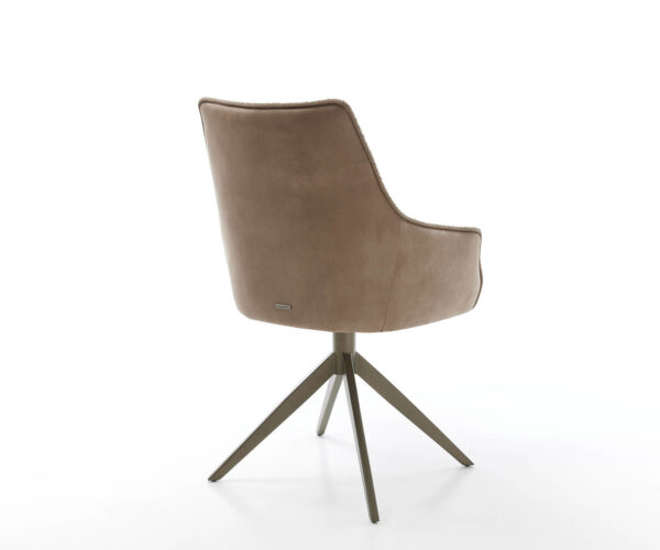 Jídelní židle Alja-Flex s područkami, křížová podnož, široká, kovový efekt, titan, kombinované materiály, taupe - Image 5