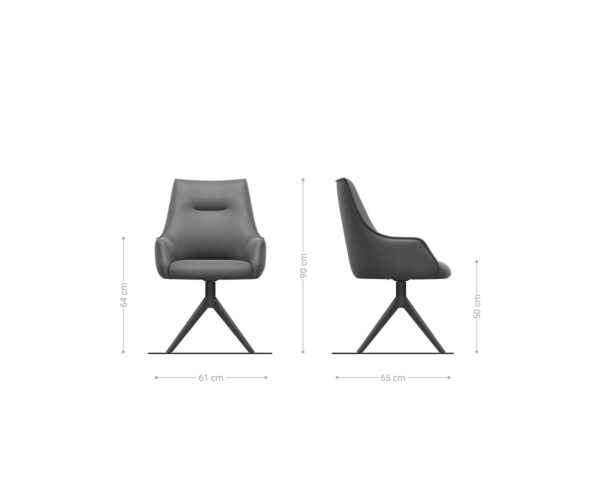 Jídelní židle Alja-Flex s područkami, křížová podnož, široká, kovový efekt, titan, kombinované materiály, taupe - Image 6