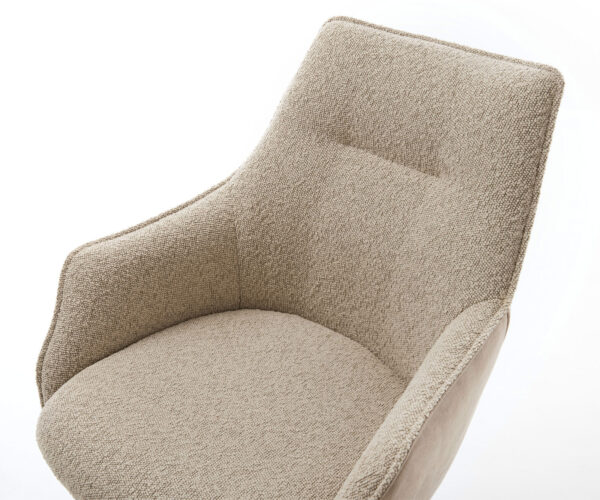Jídelní židle Alja-Flex s područkami, křížová kovová podnož s titanovým efektem, kombinace materiálů, barva taupe - Image 4