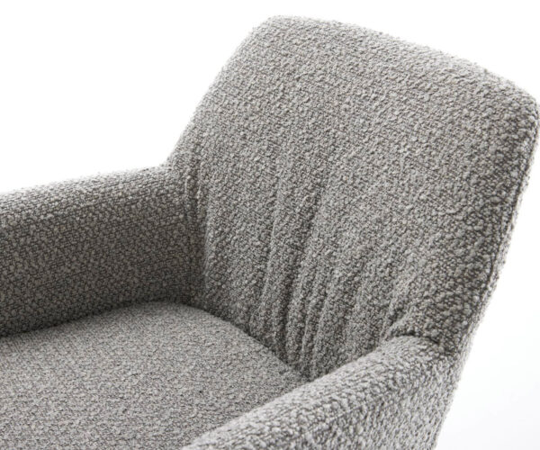 Jídelní židle Xana-Flex s područkami, křížová podnož, široká, kovový efekt, titanový bouclé, stříbrně šedá - Image 4