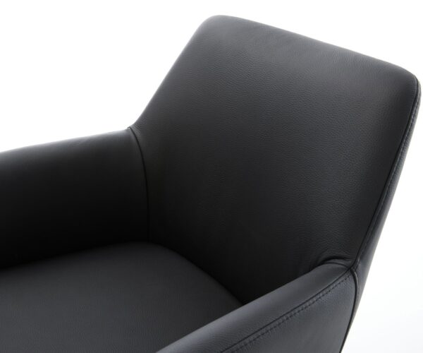 Jídelní židle Xana-Flex s područkami, křížová podnož, široké provedení, kovový efekt, titanová barva, pravá černá kůže - Image 4
