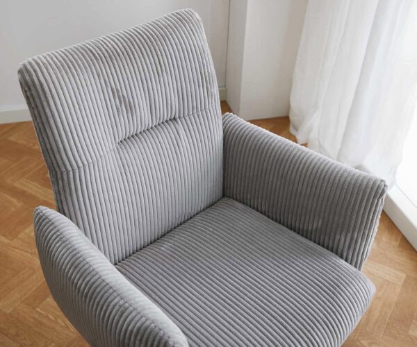Jídelní židle Jova-Flex kovový rám na lyžinách, černý, manšestr stříbrně šedý, jádro s taštičkovými pružinami - Image 4