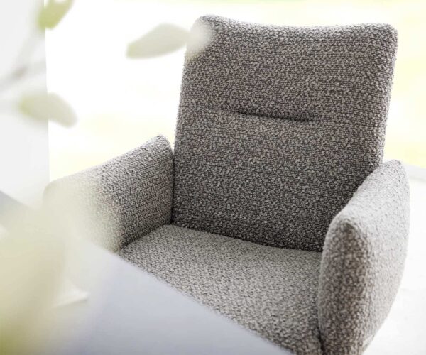 Jídelní židle Jova-Flex s područkami, dřevěný rám, hranatý, přírodní bouclé, stříbrně šedá, otočný o 180°, jádro z taštičkových pružin - Image 4