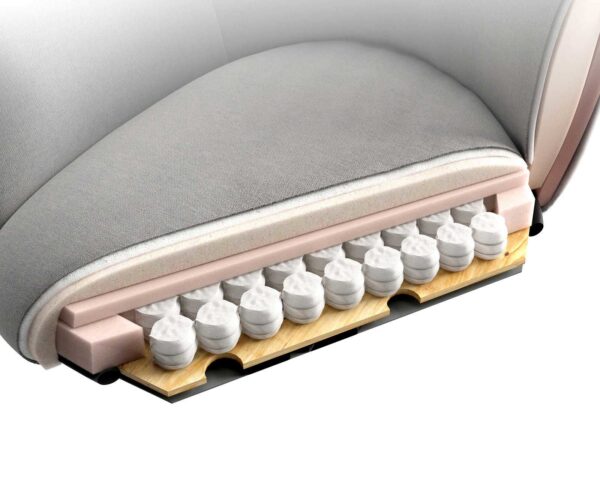 Jídelní židle Caja-Flex s područkami, křížová konstrukce, zužující se nerezová ocel, bouclé stříbrně šedá, 180° otočné, jádro s taštičkovými pružinami - Image 8