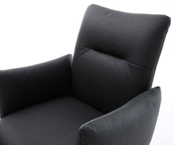 Jídelní židle Jova-Flex s područkami, křížová podnož, kovový efekt, titanová barva, pravá černá kůže - Image 4