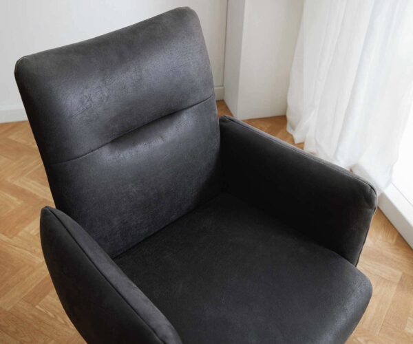 Jídelní židle Jova-Flex s područkami, křížový rám, široké, kovové, černé, mikrovlákno, antracit, vintage, 180° otočné, jádro s kapsovými pružinami - Image 4