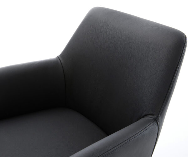 Jídelní židle Xana-Flex s područkami, křížová konstrukce, zužující se nerezová ocel, pravá kůže, černá, 180° otočné, jádro s taštičkovými pružinami - Image 4