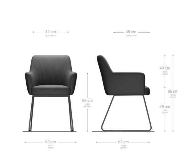 Jídelní židle Xana-Flex s kluznou konstrukcí, nerezová ocel, pravá kůže, černá, jádro s kapsovými pružinami - Image 6