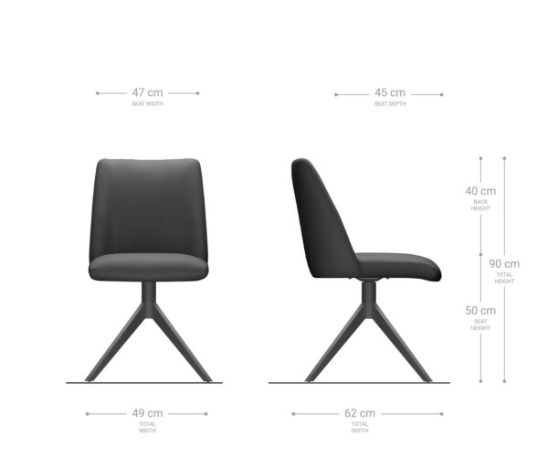 Jídelní židle Elso-Flex křížová konstrukce široká kovová černá pravá kůže černá 180° otočná jádro z taštičkových pružin - Image 6