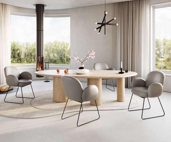 Jídelní židle Nube-Flex kovový skluzový rám černý pravá kůže taupe jádro s taštičkovými pružinami - Image 5