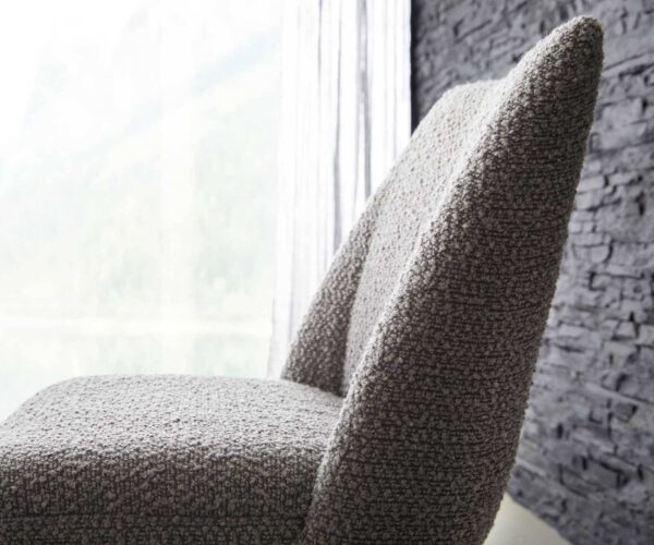 Jídelní židle Elso-Flex křížová konstrukce široká kovová černá bouclé stříbrně šedá 180° otočná s jádrem z taštičkových pružin - Image 4