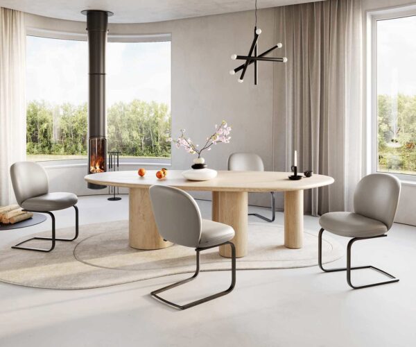 Jídelní židle Nube-Flex s konzolovou konstrukcí, plochý kov černý, pravá kůže taupe, jádro s taštičkovými pružinami - Image 5