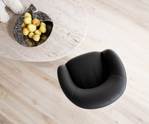 Jídelní židle Vinka-Flex s područkami, dřevěný rám, hranatý, přírodní pravá kůže, černá, otočný o 180°, jádro z taštičkových pružin - Image 4