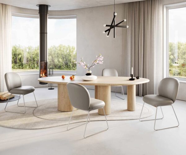 Jídelní židle Nube-Flex s kluzáky nerezová ocel pravá kůže taupe - Image 5