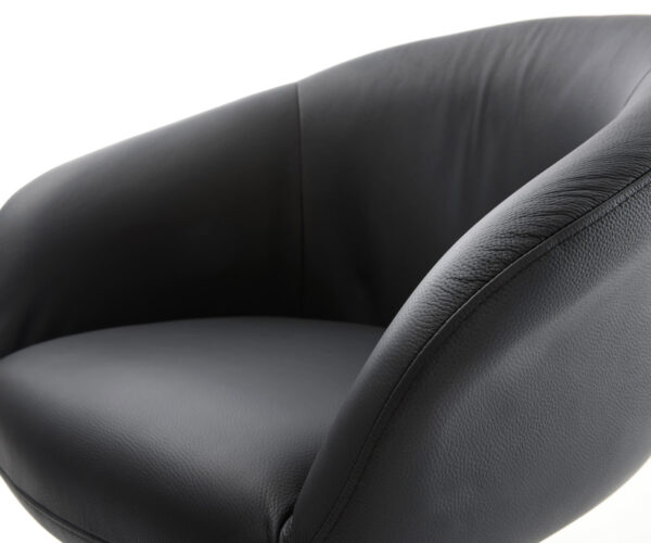 Jídelní židle Vinka-Flex s područkami, křížová podnož, široký, kovový efekt, titan, pravá kůže, černá - Image 4