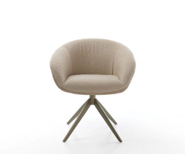 Jídelní židle Vinka-Flex s područkami, křížová podnož, široká, kovový efekt, titan, kombinované materiály, taupe - Image 2