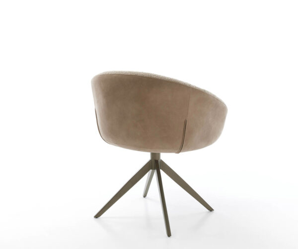 Jídelní židle Vinka-Flex s područkami, křížová podnož, široká, kovový efekt, titan, kombinované materiály, taupe - Image 5