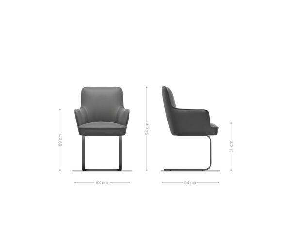 Jídelní židle Heira-Flex s područkami konzolová konstrukce plochý kov černý kombinované materiály taupe jádro s taštičkovými pružinami - Image 6