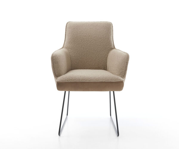 Jídelní židle Heira-Flex kovový skluzový rám černý, kombinované materiály, taupe, jádro s taštičkovými pružinami - Image 2