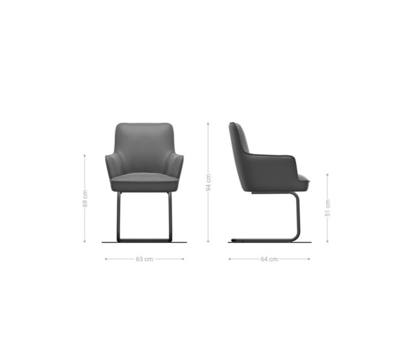 Jídelní židle Heira-Flex s područkami, konzolová konstrukce, kulatá nerezová ocel, kombinované materiály, taupe, jádro s taštičkovými pružinami - Image 6