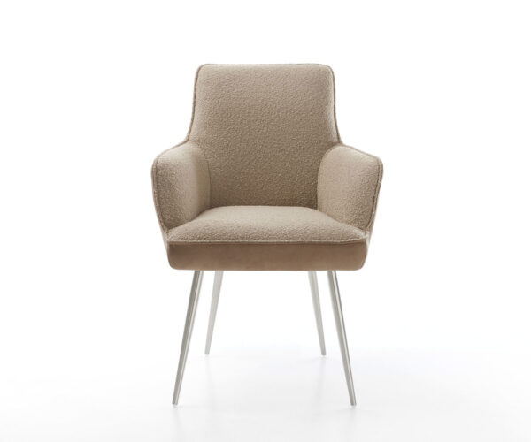 Jídelní židle Heira-Flex 4 nohy zúžené nerezové oceli, kombinované materiály, taupe, jádro s taštičkovými pružinami - Image 2