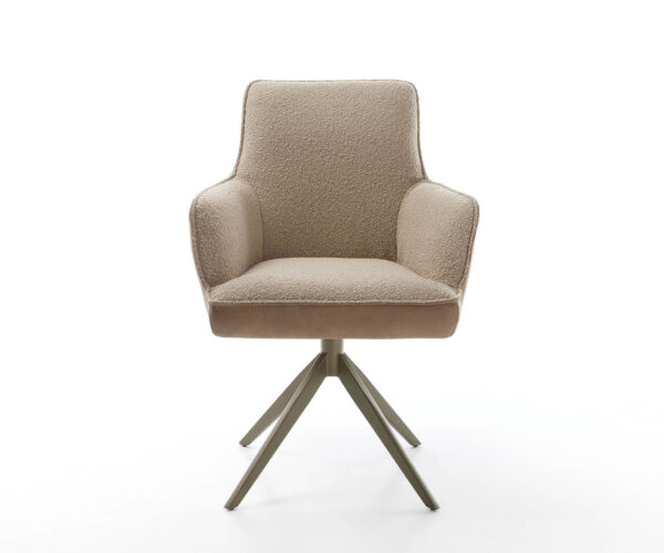 Jídelní židle Heira-Flex s područkami, křížová podnož, široká, kovový efekt, titan, kombinované materiály, taupe - Image 2